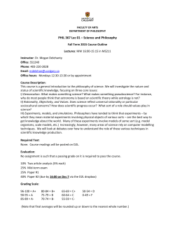 PHIL 367 Lec 01 &ndash; Science and Philosophy