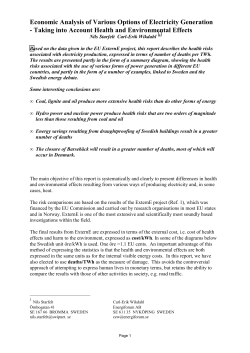 Health risks associated with electricity production