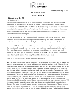 BEING CHURCH 1 Corinthians 12:1-27