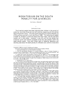 Moratorium on the Death Penalty for Juveniles