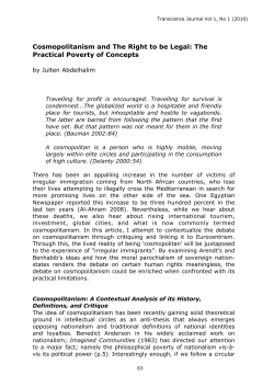 Cosmopolitanism and The Right to be Legal: The Practical Poverty