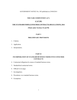 Standard Form(CONSUMER CONTRACTS) Regulations 2014