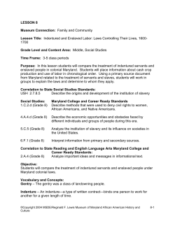 Indentured and Enslaved Labor: Laws