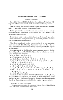 SET-COORDINATES FOR LATTICES1 On p. 26 of Garrett Birkhoff`s