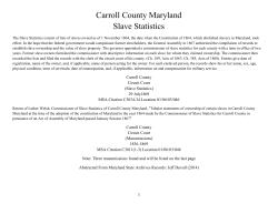 Carroll County Maryland Slave Statistics