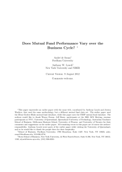 Does Mutual Fund Performance Vary over the Business Cycle? &lowast;