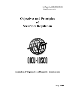 IOSCO Objectives and Principles of Securities Regulation, IOSCO