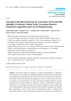Alternative Bio-Based Solvents for Extraction of Fat and Oils