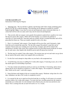 Cochlear Implant Post-Op Instructions