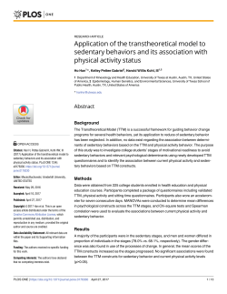 Application of the transtheoretical model to sedentary behaviors and