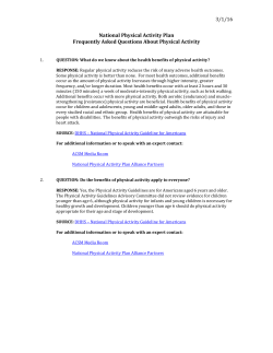 3/1/16 National Physical Activity Plan Frequently Asked Questions