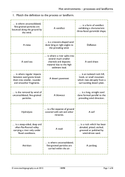 Hot environments &ndash; processes and landforms 1. Match the definition
