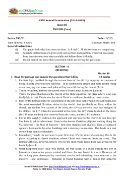 CBSE Annual Examination (2014-2015) Class XII ENGLISH (Core