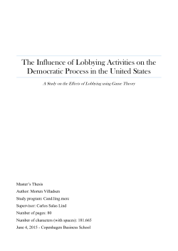 The Influence of Lobbying Activities on the Democratic Process in