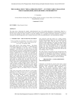 THE GLOBAL ISSUE &ldquo;MEGA-URBANIZATION&rdquo;: AN UNSOLVABLE