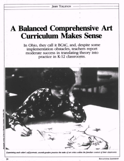 A Balanced Comprehensive Art Curriculum Makes Sense