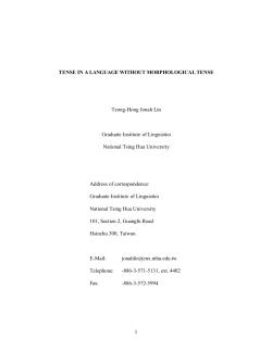 1 TENSE IN A LANGUAGE WITHOUT MORPHOLOGICAL TENSE