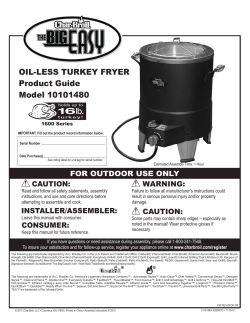 OIL-LESS TURKEY FRYER Product Guide Model