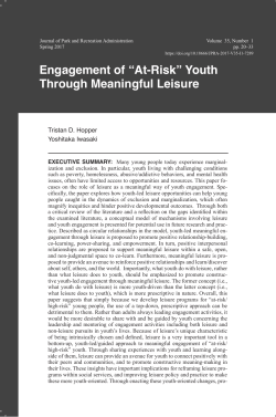 Engagement of &ldquo;At-Risk&rdquo; Youth Through Meaningful Leisure