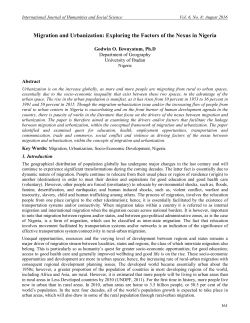 Migration and Urbanization: Exploring the Factors of the Nexus in