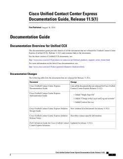 Cisco Unified Contact Center Express Documentation Guide
