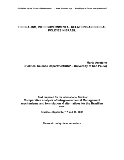 FEDERALISM, INTERGOVERNMENTAL RELATIONS AND SOCIAL