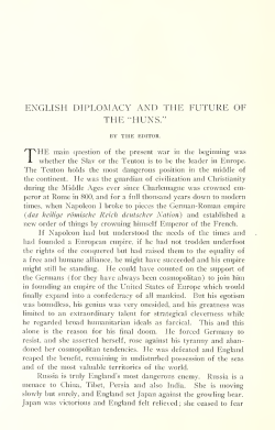 English Diplomacy and the Future of the "Huns."