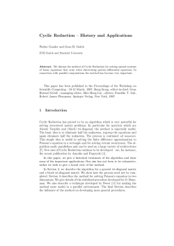 Cyclic Reduction &ndash; History and Applications