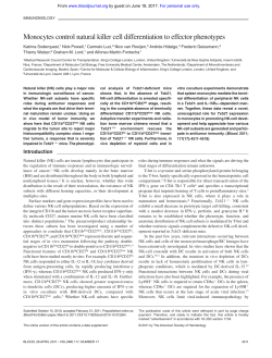 Monocytes control natural killer cell differentiation to