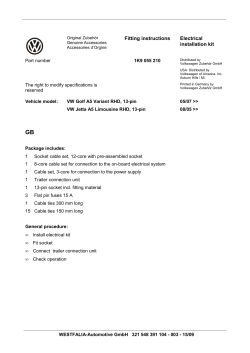 Fitting instructions Electrical installation kit