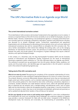 The UN`s Normative Role in an Agenda 2030 World