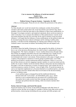 Can we measure the influence of social movements? Sandra Grey