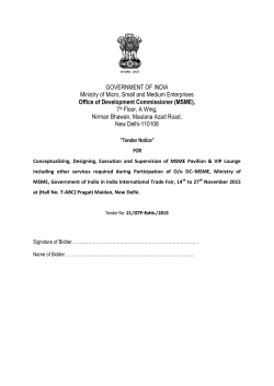 Tender for MSME-Expo-2015(IITF-2015)