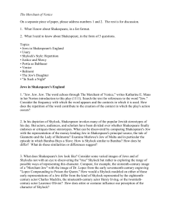 The Merchant of Venice On a separate piece of paper, please