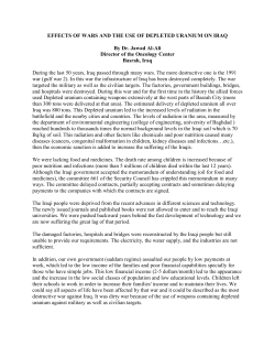 EFFECTS OF WARS AND THE USE OF DEPLETED URANIUM ON