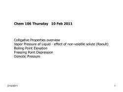 Colligative Properties overview Vapor Pressure