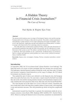 A Hidden Theory in Financial Crisis Journalism?1
