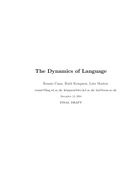 The Dynamics of Language - Linguistics and English Language
