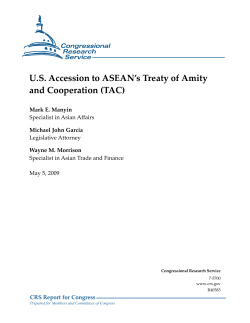 US Accession to ASEAN`s Treaty of Amity and
