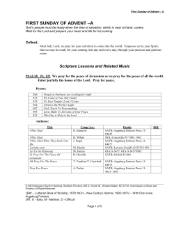 First Sunday of Advent - Moravian Church in America &ndash; Southern