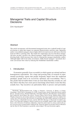 Managerial Traits and Capital Structure Decisions