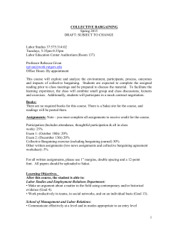 1 COLLECTIVE BARGAINING Spring 2015 DRAFT: SUBJECT TO