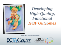 Developing High-Quality, Functional IFSP Outcomes