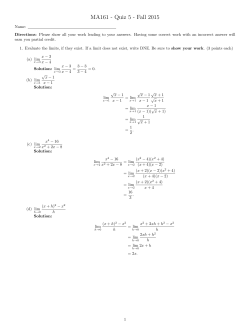 MA161 - Quiz 5 - Fall 2015