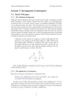 Lecture 7: Incongruent Counterparts