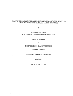 EARLY CHILDHOOD GENDER SOCIALIZATION: IMPLICATIONS