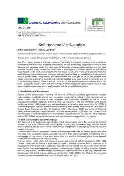 Shift Handover After Buncefield