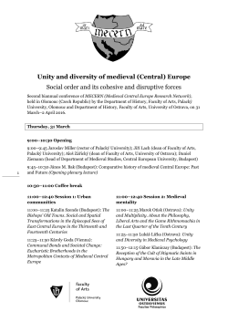 Unity and diversity of medieval (Central) Europe Social
