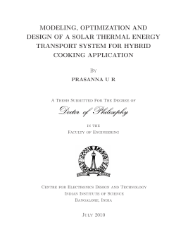 modeling, optimization and design of a solar thermal energy