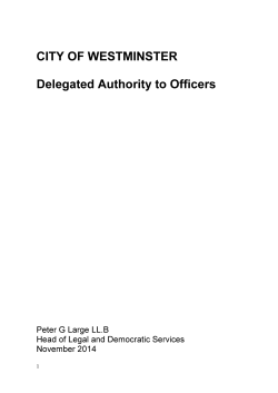 CITY OF WESTMINSTER Delegated Authority to Officers